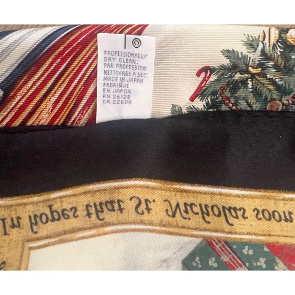 Echo Silk Scarf 35x35" Santa Sleigh Colorful Vtg Twas The Night Before Christmas - Picture 3 of 4